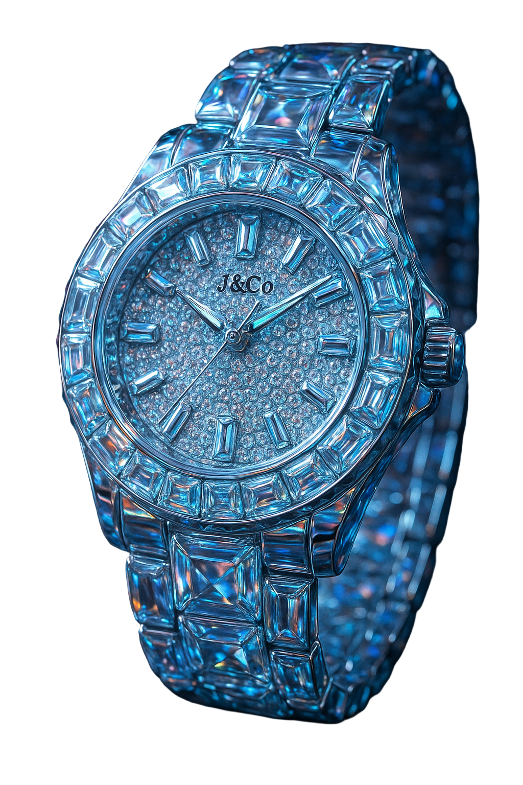 Luxury diamond-encrusted watch on a black background